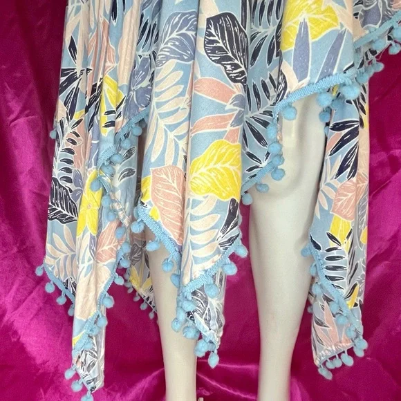 NEW JAPNA GOA S or M DRESS BEACHWEAR VISCOSE Adj Straps Asymmetrical Pom Poms - Picture 5 of 10